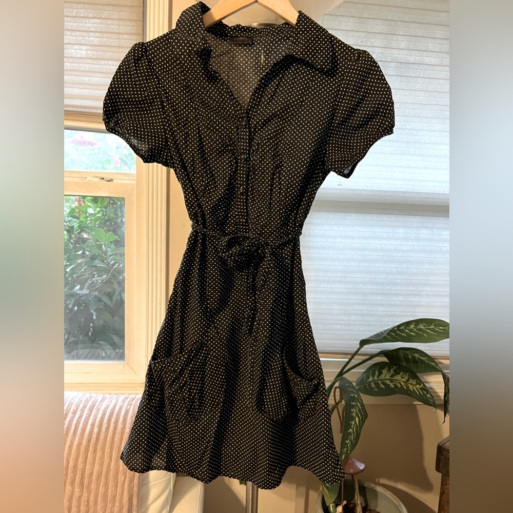 Black & White Polka Dot Button Up Dress